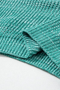 Sea Green Cable Knit Sleeve Drop Shoulder Sweater