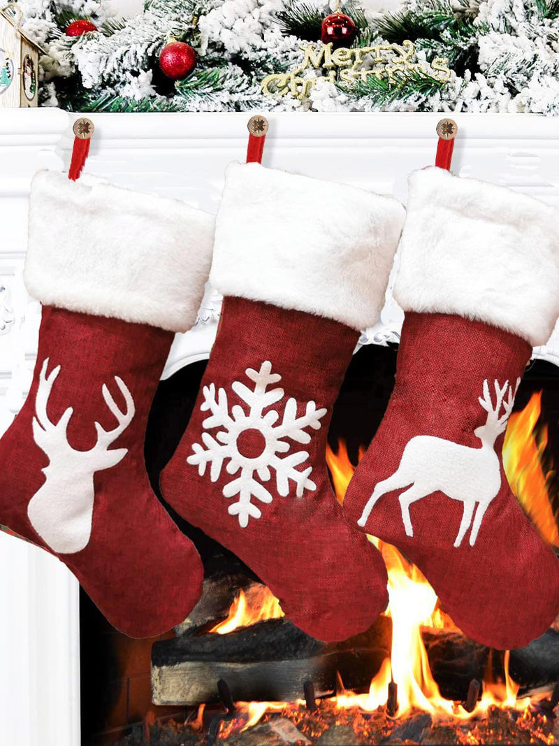 Bolsa de regalo navideña decorativa "calcetines" MARRY rojo (3 piezas en el paquete)