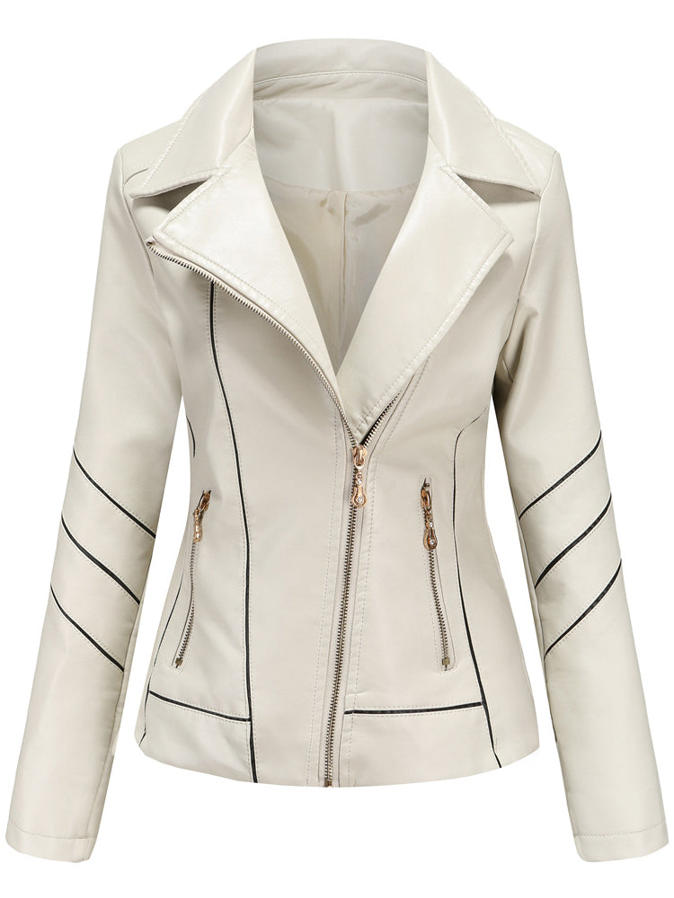 CHAQUETA DE PIEL SIMPLE GINNIE beige