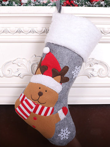 Adornos calcetín navideño bolsa regalo OREY gris 3