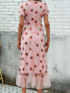 VESTIDO ELEGANTE CON FRESAS RUBINIA rosa