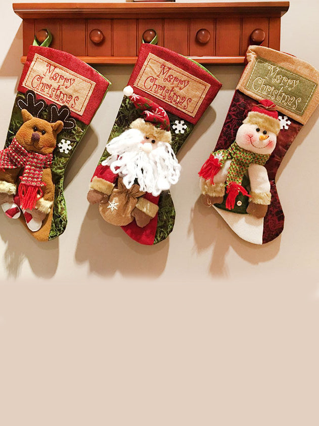 Bolsa de regalo de decoración navideña calcetines FARGY (paquete de 3 piezas) rojo