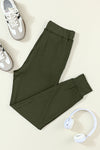 Moss Green Drawstring Waist Pocketed Joggers