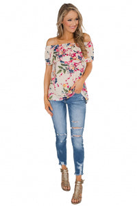 TOP FLORAL CON HOMBROS CHERY albaricoque