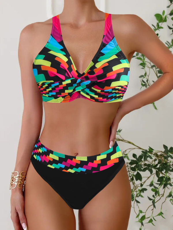 Bikini malina negra y multicolor