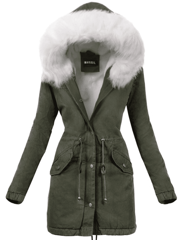 CHAQUETA PARKA SABINA caqui con pelo blanco