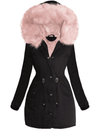 PARKA CHAQUETA MARJORY negra con pelo rosa