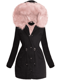 PARKA CHAQUETA MARJORY negra con pelo rosa