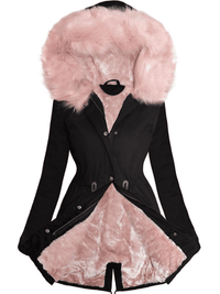 PARKA CHAQUETA MARJORY negra con pelo rosa