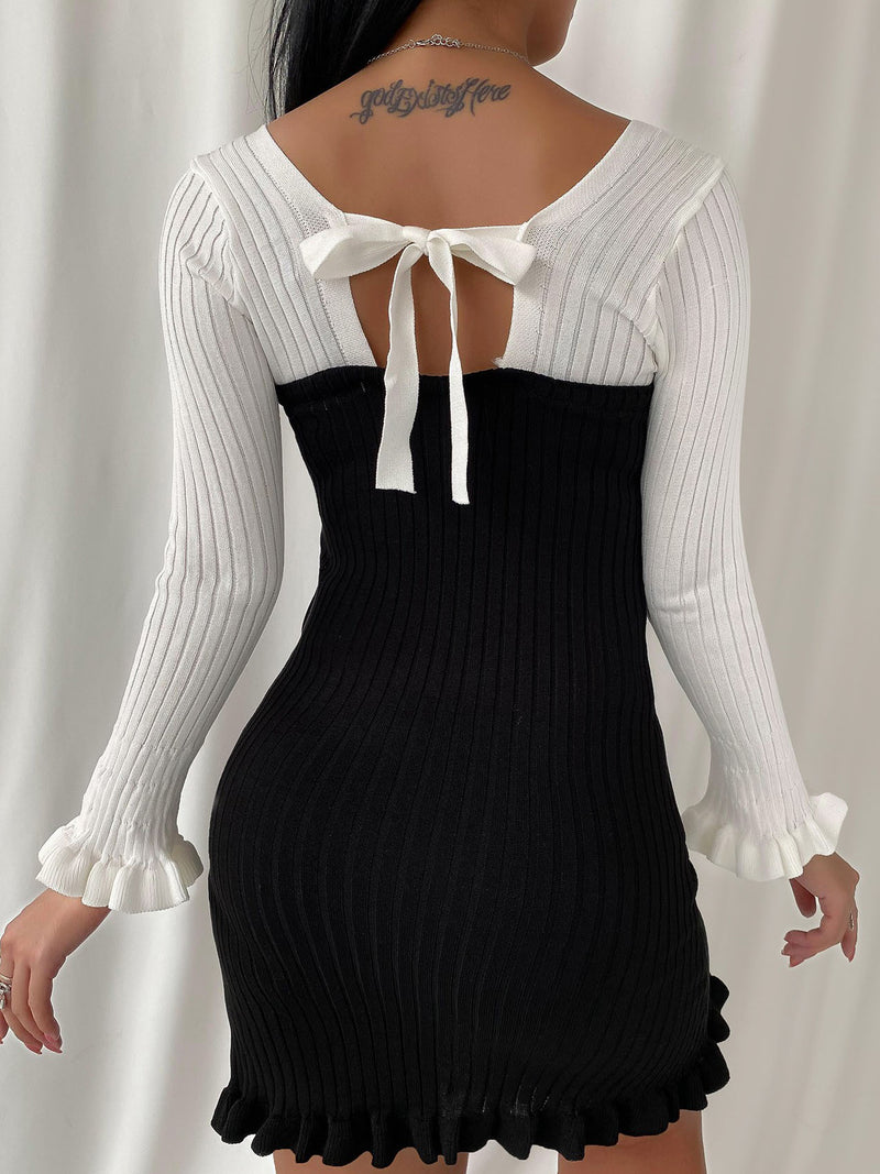 VESTIDO ELEGANTE CANDI blanco y negro