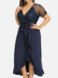 VESTIDO ELEGANTE TALLA GRANDE TARRA azul