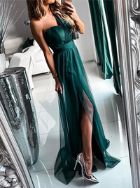 VESTIDO ELEGANTE SESAME verde oscuro