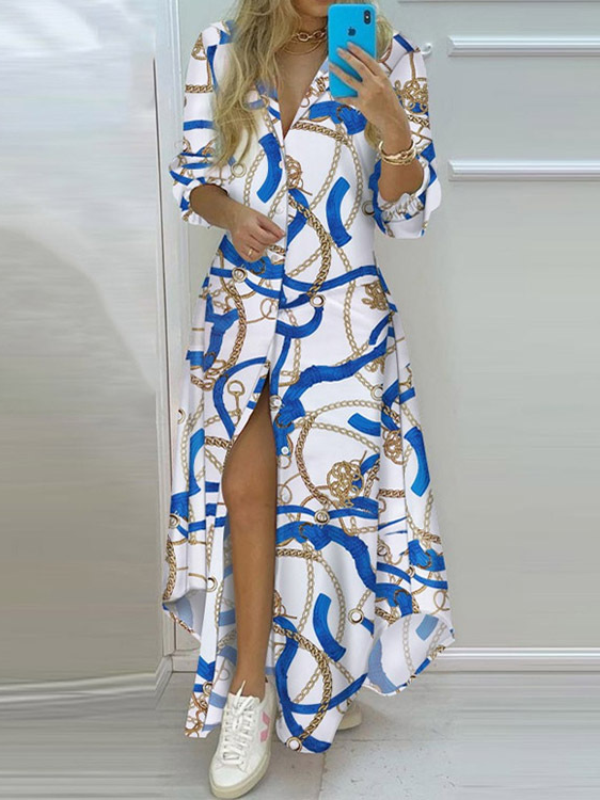 VESTIDO MAXI NELL blanco y azul