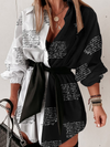 VESTIDO ELEGANTE ALBIA blanco y negro