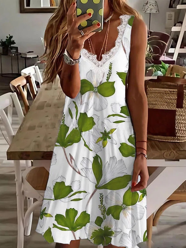 VESTIDO DE VERANO SIBLEY blanco y verde