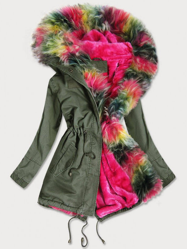 CHAQUETA PARKA HENRIANT caqui con pelo de colores