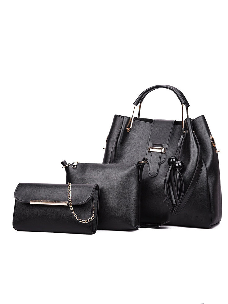 CONJUNTO DE BOLSO MUJER TRES PIEZAS DAMARI negro