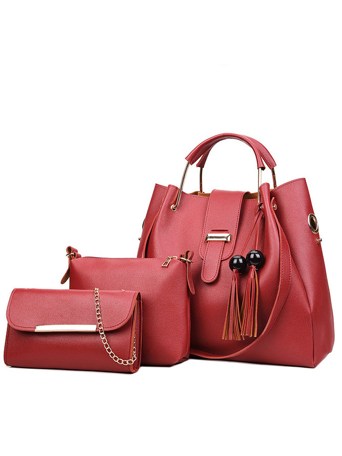 CONJUNTO DE BOLSO DE MUJER DE TRES PIEZAS DAMARI rojo