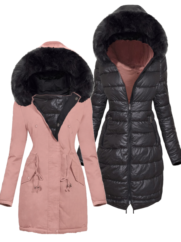 PARKA REVERSIBLE PELO NEGRO NOOR rosa