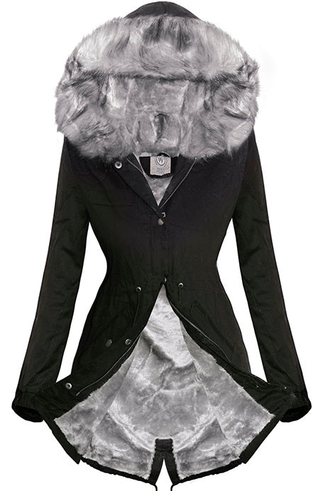 PARKA CHAQUETA MARJORY negra con pelo gris