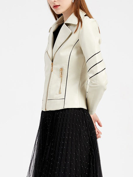 CHAQUETA DE PIEL SIMPLE GINNIE beige