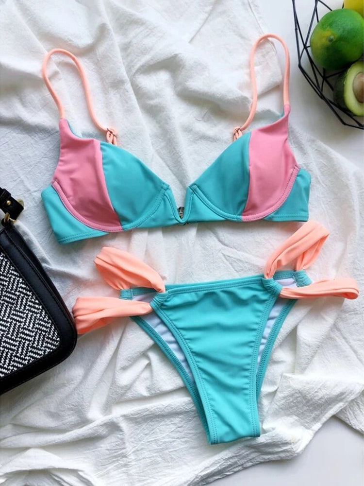 BIKINI LINDON azul y rosa