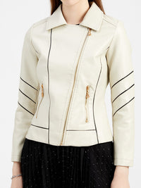 CHAQUETA DE PIEL SIMPLE GINNIE beige