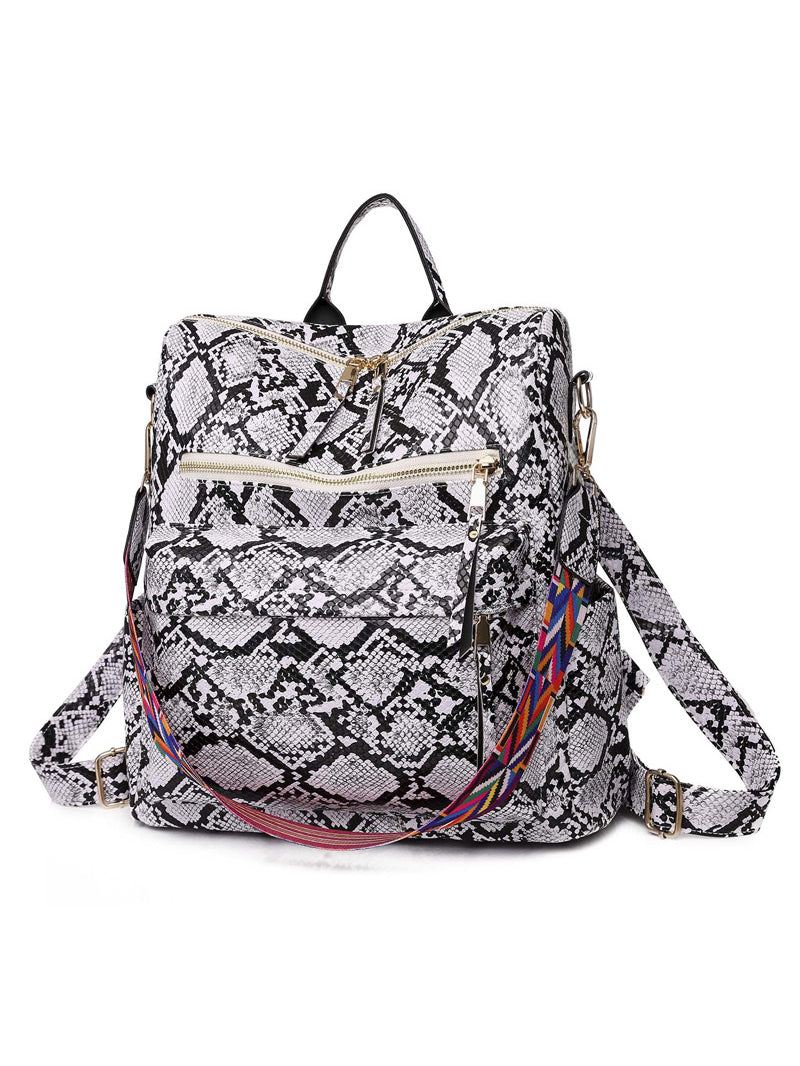 MOCHILA DEANN CON ESTAMPADO SERPIENTE blanco